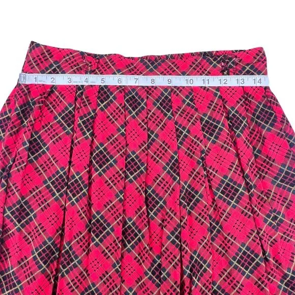 VTG Briggs New York Skirt Medium Red Tartan Pleated Schoolgirl Scottish Plaid - Picture 3 of 9
